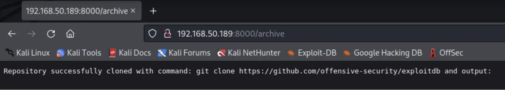 Successfully-cloned-the-ExploitDB-Repository-via-the-Web-Application