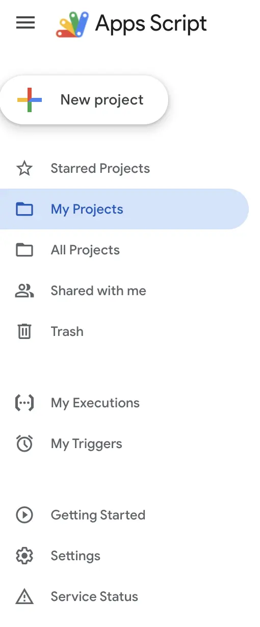 GoogleAppsScriptAddNewProject